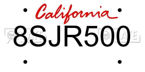 8SJR500 California License Plate