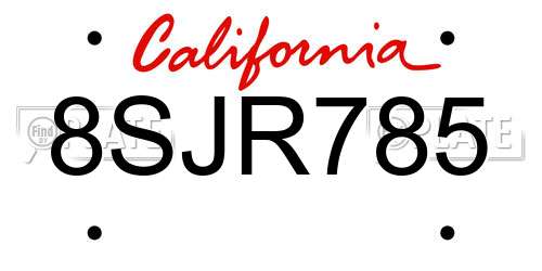 8SJR785 California License Plate