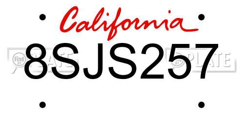 8SJS257 California License Plate