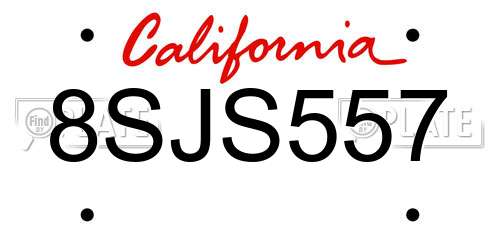 8SJS557 California License Plate