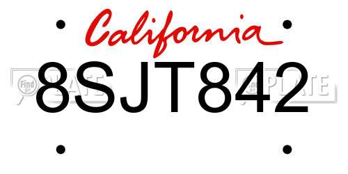8SJT842 California License Plate