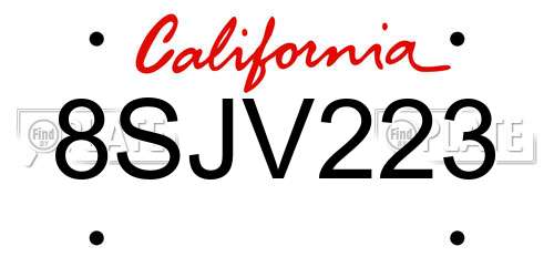8SJV223 California License Plate