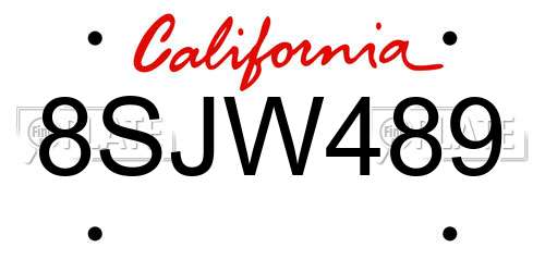 8SJW489 California License Plate