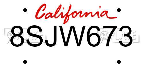 8SJW673 California License Plate