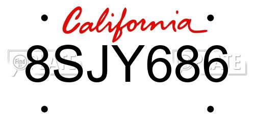 8SJY686 California License Plate