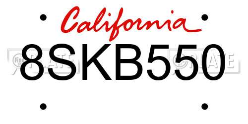 8SKB550 California License Plate