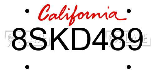 8SKD489 California License Plate