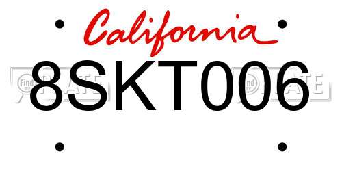 8SKT006 California License Plate