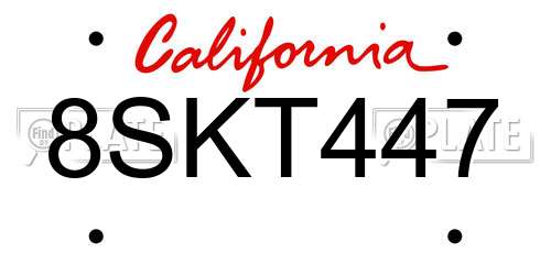 8SKT447 California License Plate