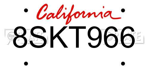 8SKT966 California License Plate