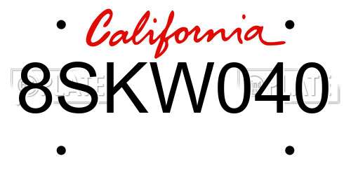 8SKW040 California License Plate