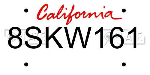 8SKW161 California License Plate