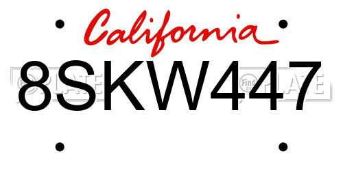 8SKW447 California License Plate