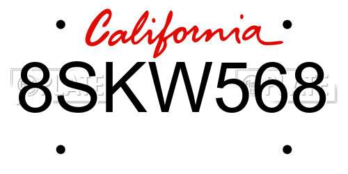 8SKW568 California License Plate