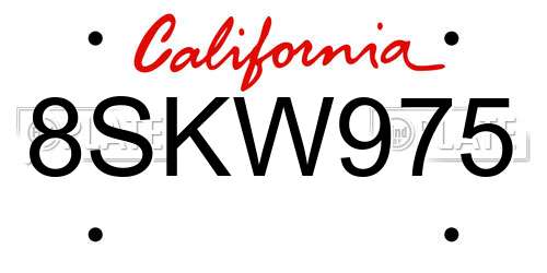 8SKW975 California License Plate