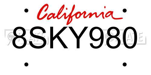 8SKY980 California License Plate