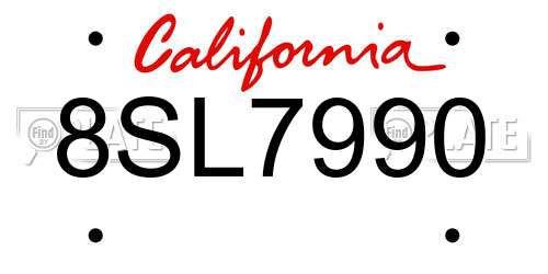 8SL7990 California License Plate