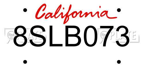 8SLB073 California License Plate