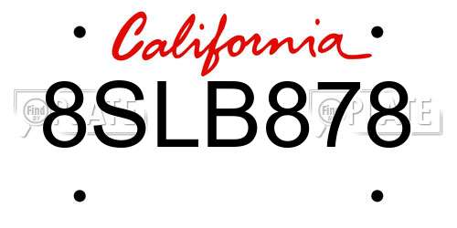 8SLB878 California License Plate