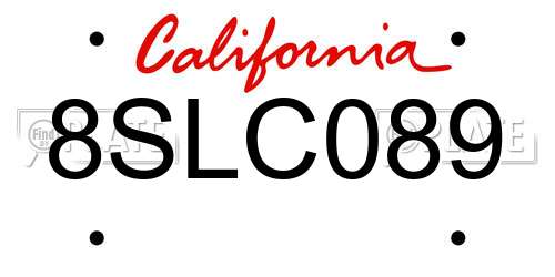8SLC089 California License Plate