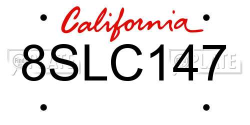 8SLC147 California License Plate