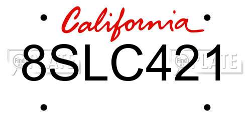 8SLC421 California License Plate