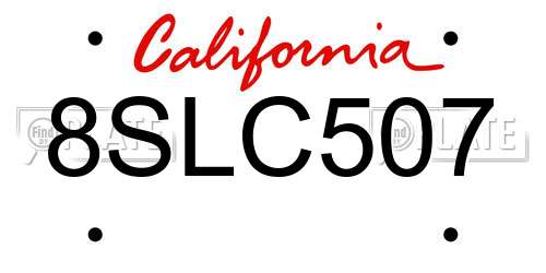 8SLC507 California License Plate