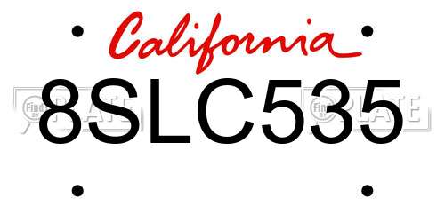 8SLC535 California License Plate