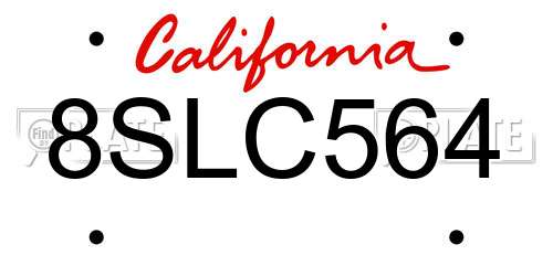 8SLC564 California License Plate