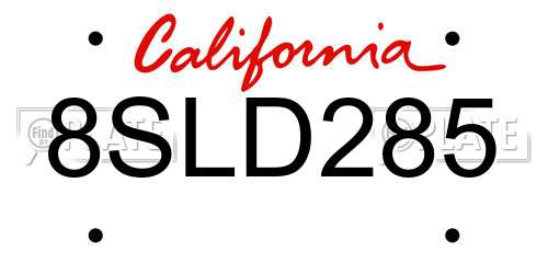 8SLD285 California License Plate