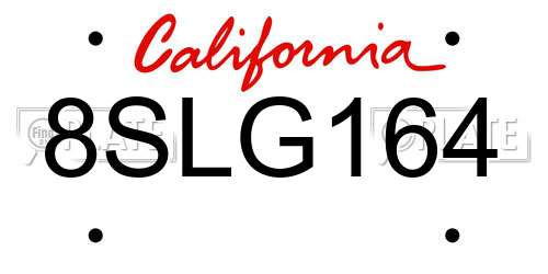 8SLG164 California License Plate