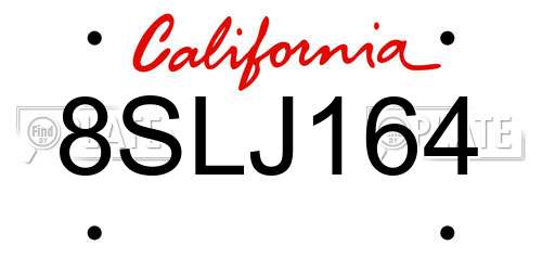 8SLJ164 California License Plate