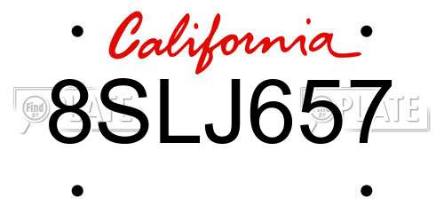 8SLJ657 California License Plate