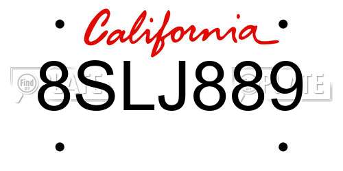 8SLJ889 California License Plate