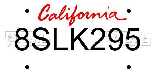 8SLK295 California License Plate