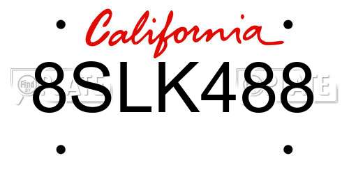 8SLK488 California License Plate