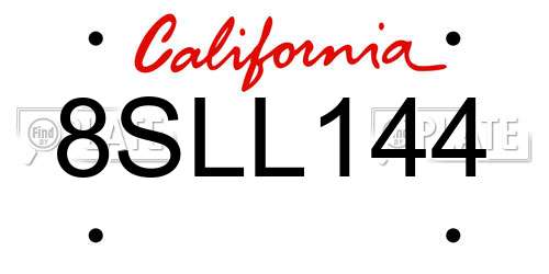 8SLL144 California License Plate