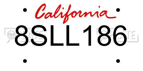 8SLL186 California License Plate