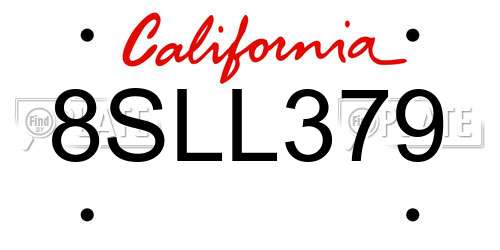 8SLL379 California License Plate