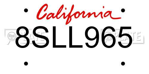 8SLL965 California License Plate