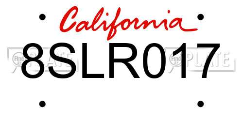8SLR017 California License Plate