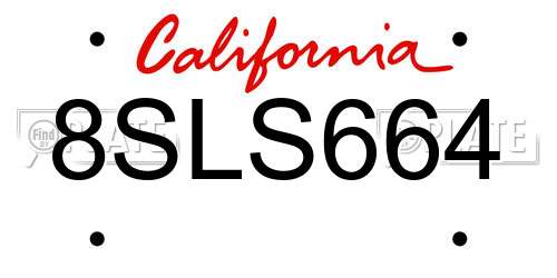8SLS664 California License Plate