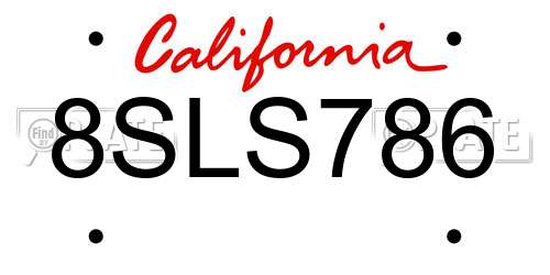 8SLS786 California License Plate