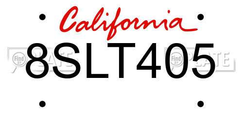 8SLT405 California License Plate