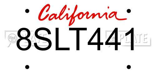 8SLT441 California License Plate
