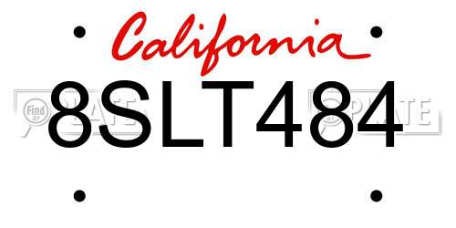 8SLT484 California License Plate