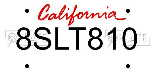 8SLT810 California License Plate