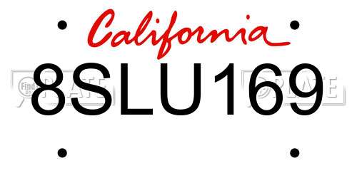 8SLU169 California License Plate