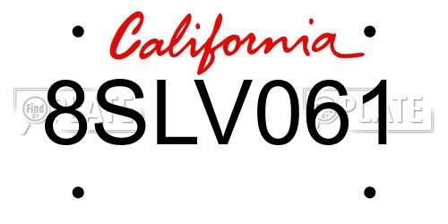 8SLV061 California License Plate