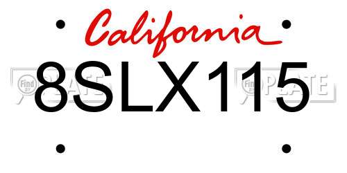 8SLX115 California License Plate